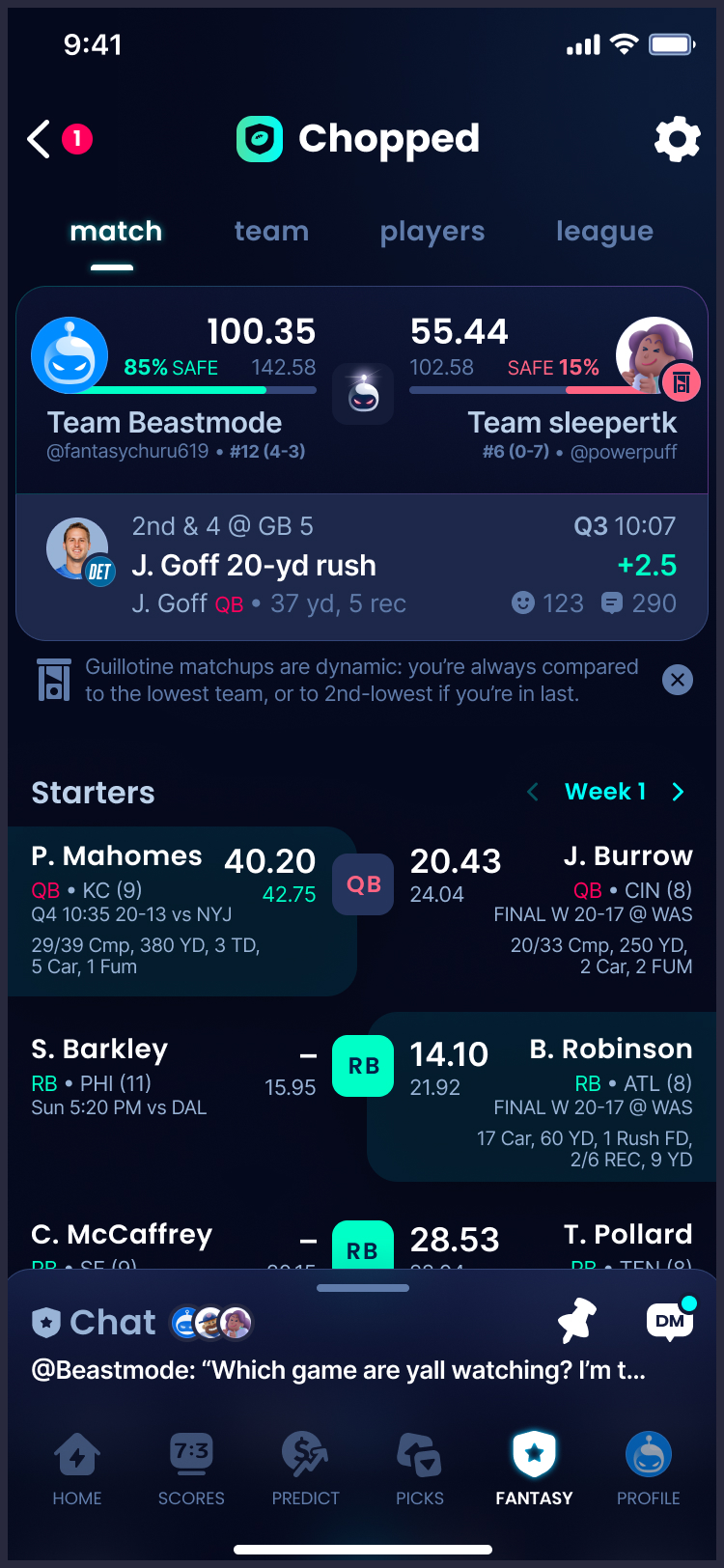 Dynamic Matchup View